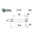 Roulement de direction BlackBearing D13 1"1/2 40x51.8x8 mm 45x45° Roulement de direction BlackBearing D13 1"1/2 40x51.8x8 mm 45x45°