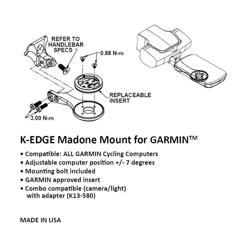 Soporte de manillar integrado K-EDGE para Garmin Edge Negro