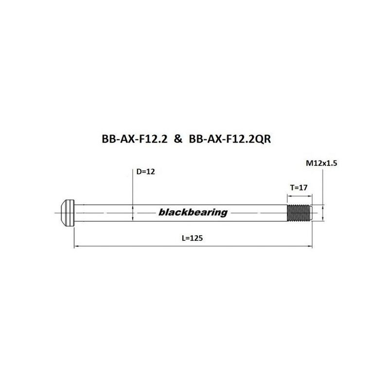 Axe de roue avant blackBearing 12 mm - 125 - M12x1,5 - 17 mm