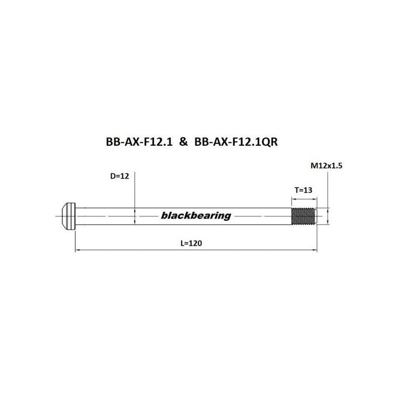 Axe roue avant BlackBearing - 12 mm - 120 - M12x1,5 - 13 mm QR