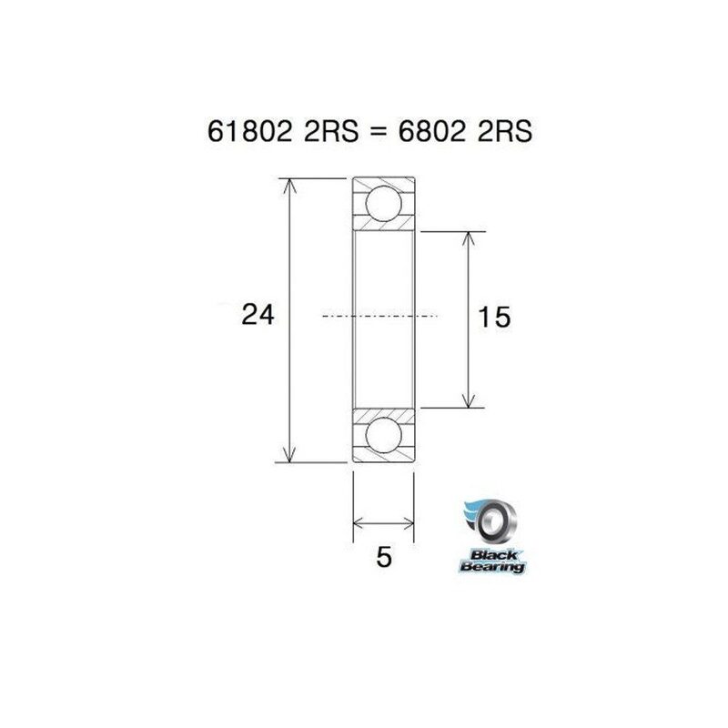 Roulement VTT tout suspendu BlackBearing MAX 6802-2RS 15x24x5 mm acier