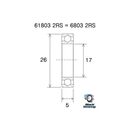 Roulement VTT tout suspendu BlackBearing MAX 6803-2RS 17x26x5 mm acier Roulement VTT tout suspendu BlackBearing MAX 6803-2RS 17x26x5 mm acier