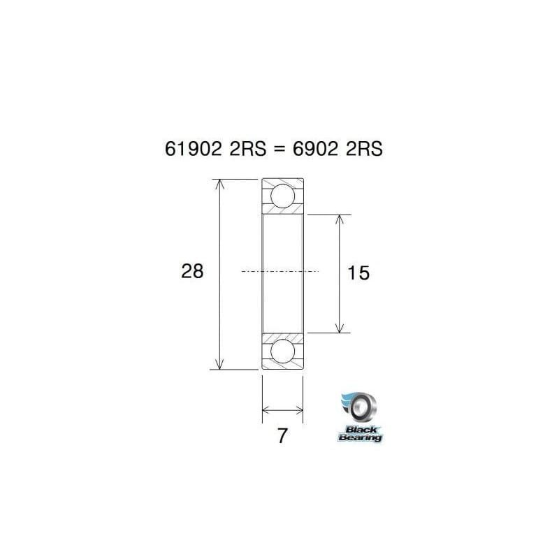 Roulements de moyeu Blackbearing B3 acier 6902-2RS 15x28x7