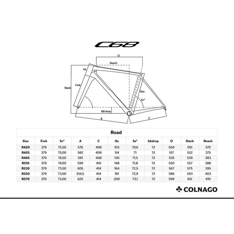 Kit cadre vélo route Colnago C68 Disc HRWH 2023
