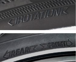 Sentido de rotación de un neumático de bicicleta de carretera